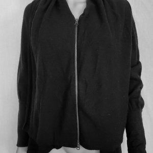 Laurie b. knitwear Women's Cashmere Blend Zip Cardigan Black Sweater